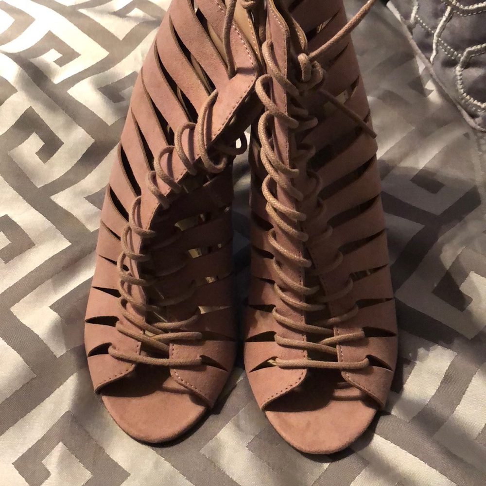 Lace up wedge bootie